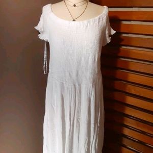 SS0505 XL White Guaze-like material Prairie Dress